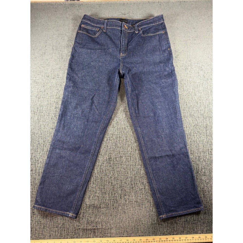 Talbots Slim Straight Ankle Jeans Dark Indigo Blue Denim Size 12